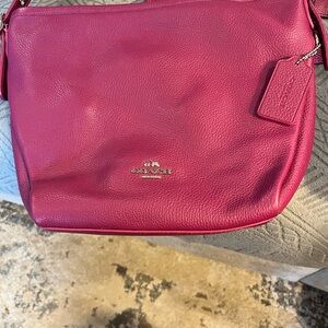 Coach Pink Shoulder Bag with Pebbled Leather